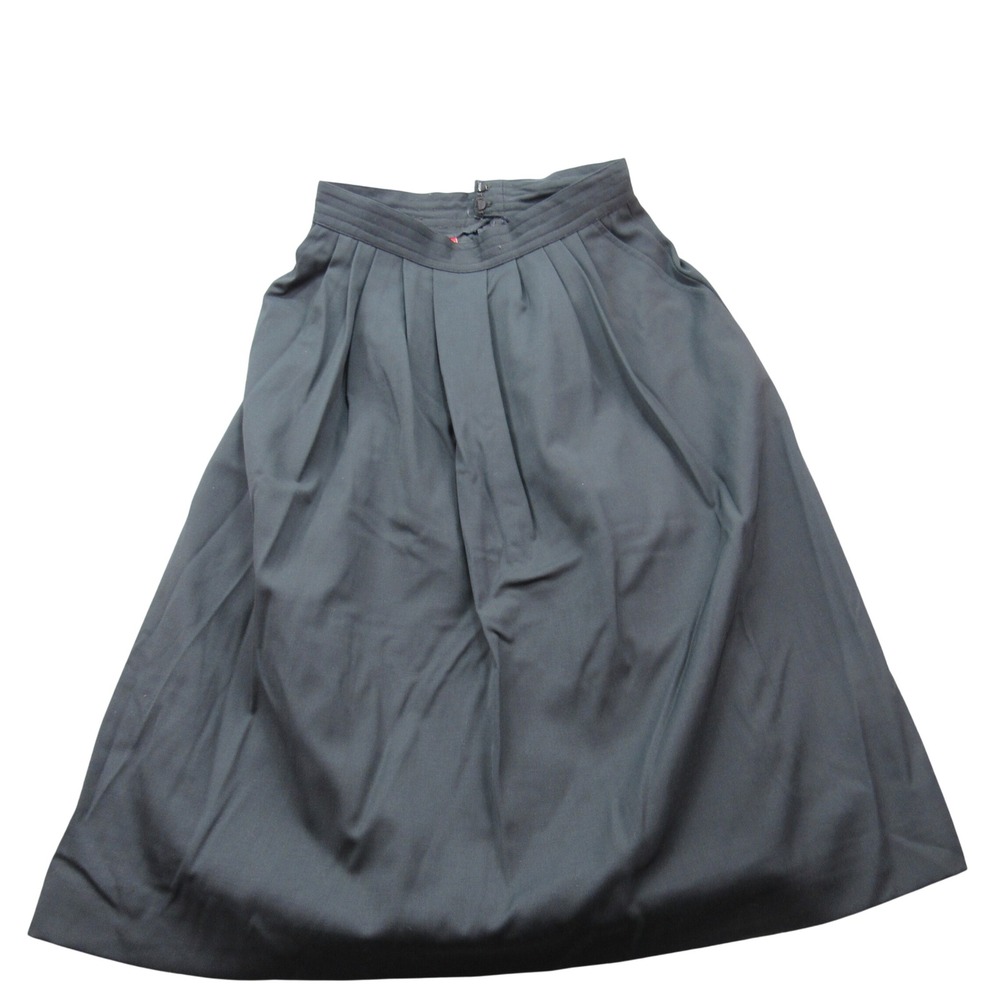 Vintage CLAUDE Women's‎ Charcoal Gray Pleated Midi Skirt Zipper Closure Sz 5/6